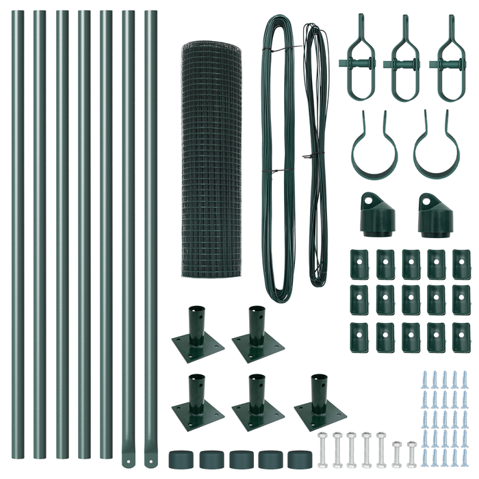 Set Pali Recinzione Metallo Set di 2 Verde Metallo 10 m