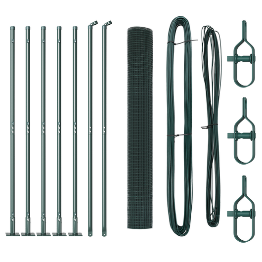 Recinzione in rete saldata con 7 post flangiati Verde 1,2x10 m Acciaio