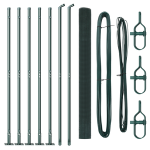 Recinzione in filo saldato con 7 pali flangiati Verde 1.5x10 m Acciaio