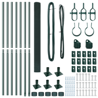 Recinzione in filo saldato con 7 pali flangiati Verde 1.6x10 m in acciaio