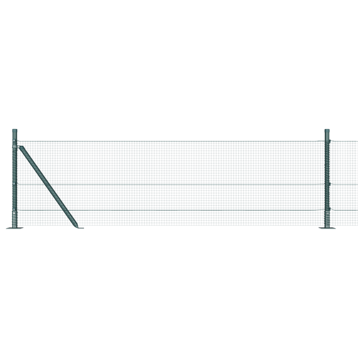 Recinto in rete saldata con 13 pali flangiati Verde 0.4x25 m Acciaio