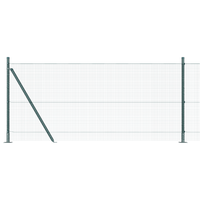 Recinzione in Filo Saldato con 13 Paletti Flangiati Verde 0.8x25 m Acciaio
