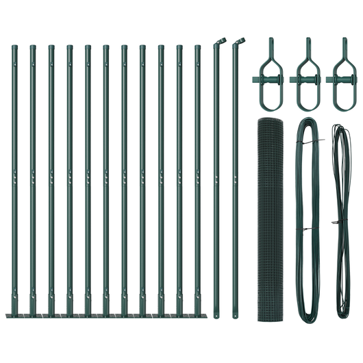 Set di Pali per Recinzione Verde Set di 2 Verde Metallo 25 x 1 m