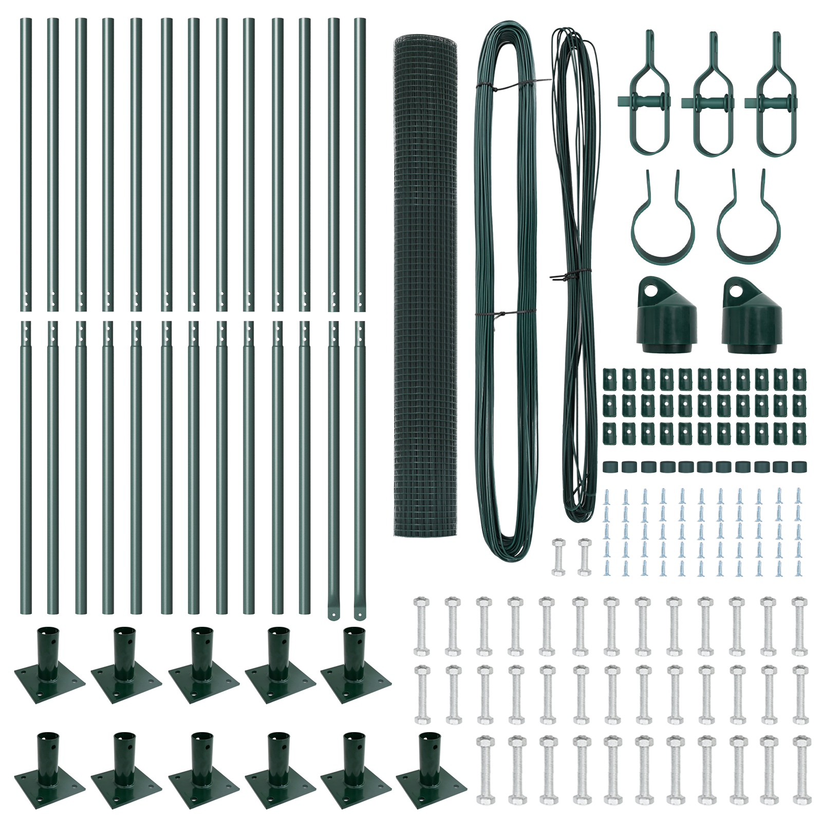 Set di Pali per Recinzione Verde Set di 2 Verde Metallo 25 x 1 m