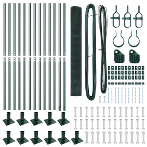 Recinzione in Rete Saldato con 13 Pali Flangiati Verde 1.2x25 m Acciaio