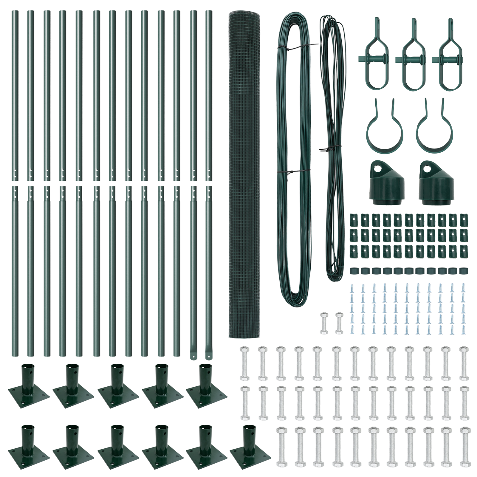 Set di Pali di Recinzione in Acciaio 2 Pezzi Verde