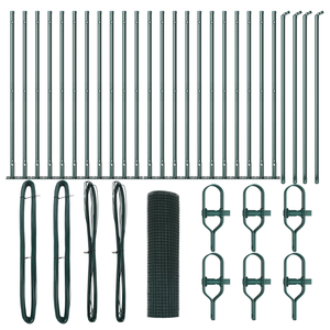 Recinzione in Rete Saldato con 13 Pali Flangiati Verde 0.4x50 m Acciaio