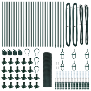 Recinzione in rete saldata con 13 pali flangiati Verde 0.4x50 m Acciaio