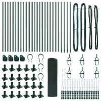 Recinzione in Filo Saldato con 13 Poste Flangiate Verde 0,8x50 m Acciaio
