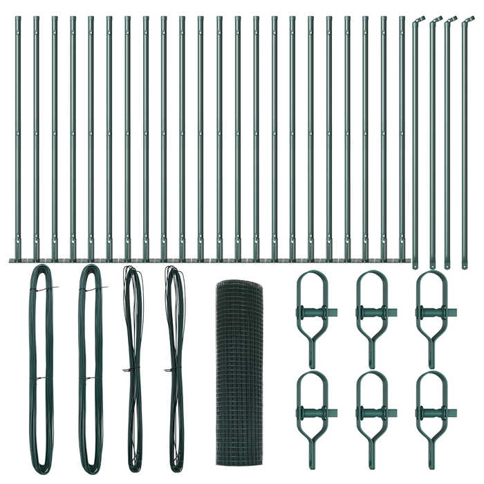 Recinzione in rete saldata con 13 pali flangiati Verde 1x50 m Acciaio