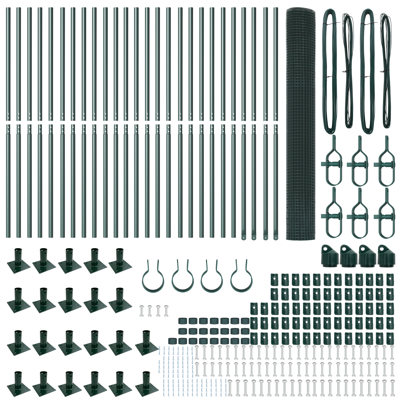 Recinzione in filo saldato con 13 pali flangiati Verde 1,2x50 m Acciaio