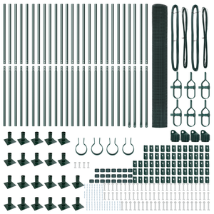 Recinzione in Rete Saldato con 13 Pali Flangiati Verde 1.2x50 m Acciaio