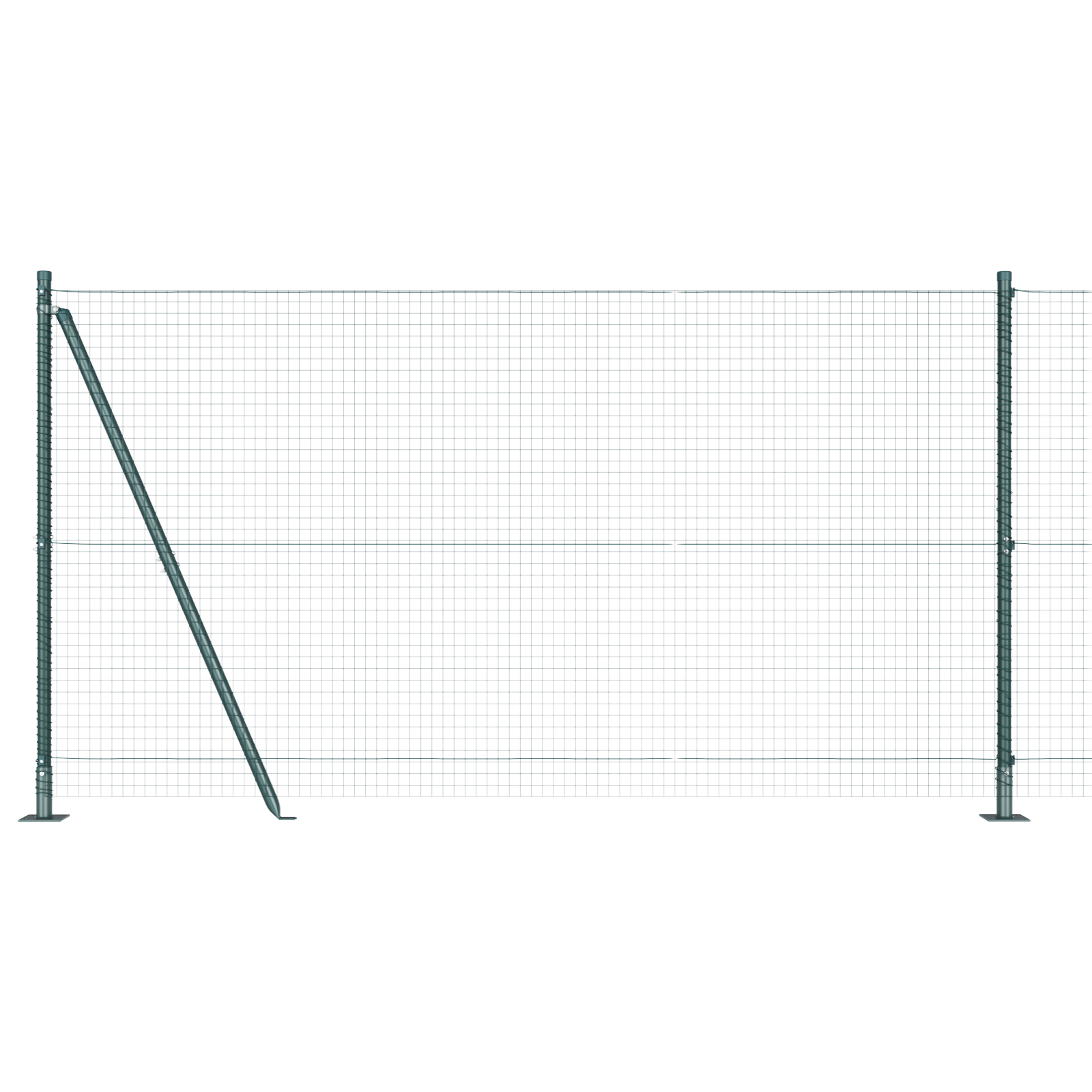 Recinto a Filo Saldato con 13 Pali Flangiati Verde 1.2x50 m Acciaio