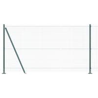 Recinto a Filo Saldato con 13 Pali Flangiati Verde 1.2x50 m Acciaio