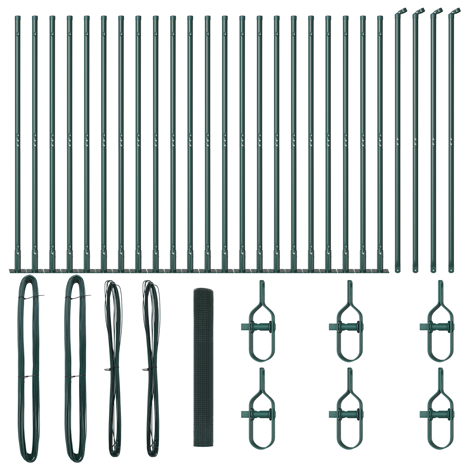 Recinto a Filo Saldato con 13 Pali Flangiati Verde 1.2x50 m Acciaio