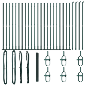 Recinzione a Rete Saldato con 13 Pali a Flangia Verde 1,4x50 m Acciaio