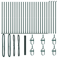Recinzione in Filo Saldato con 13 Pali Flangiati Verde 1.4x50 m Acciaio