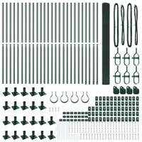 Recinzione in Filo Saldato con 13 Pali Flangiati Verde 1.4x50 m Acciaio