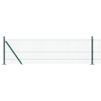 Recinzione in Filo Saldato con 13 Pali Flangiati Verde 0,4x100 m Acciaio