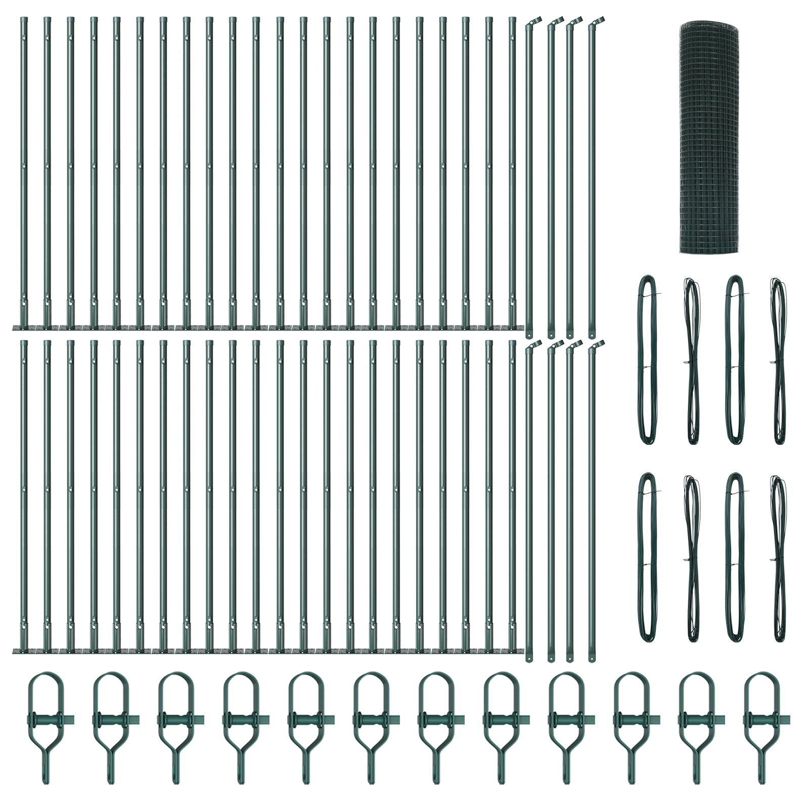 Recinzione in Rete Saldature con 13 Pali Flangiati Verde 1x100 m Acciaio