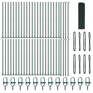 Recinzione in Rete Saldature con 13 Pali Flangiati Verde 1x100 m Acciaio