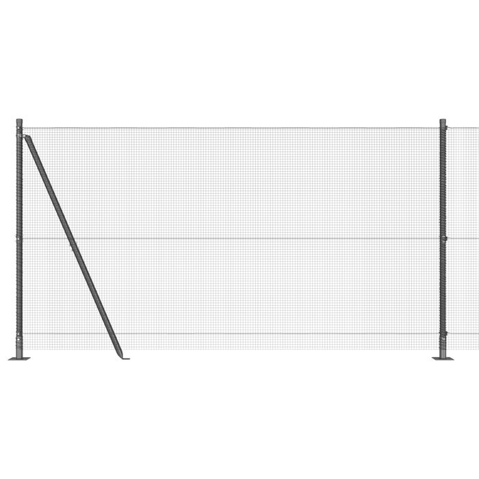 Recinzione in Rete Saldato con 7 Posti Flangiati Grigio 1.2x10 m Acciaio