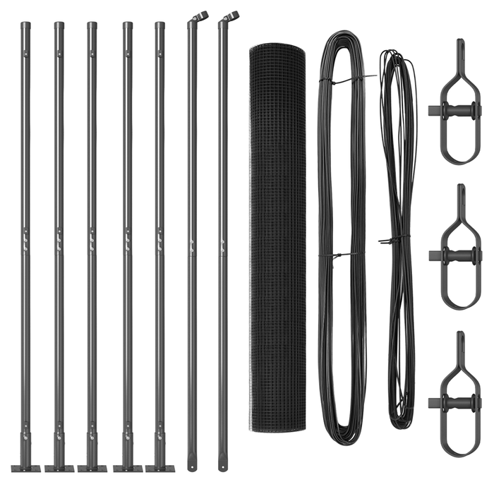 Recinzione in Filo Saldato con 7 Pali Flangiati Grigia 1.2x10 m Acciaio