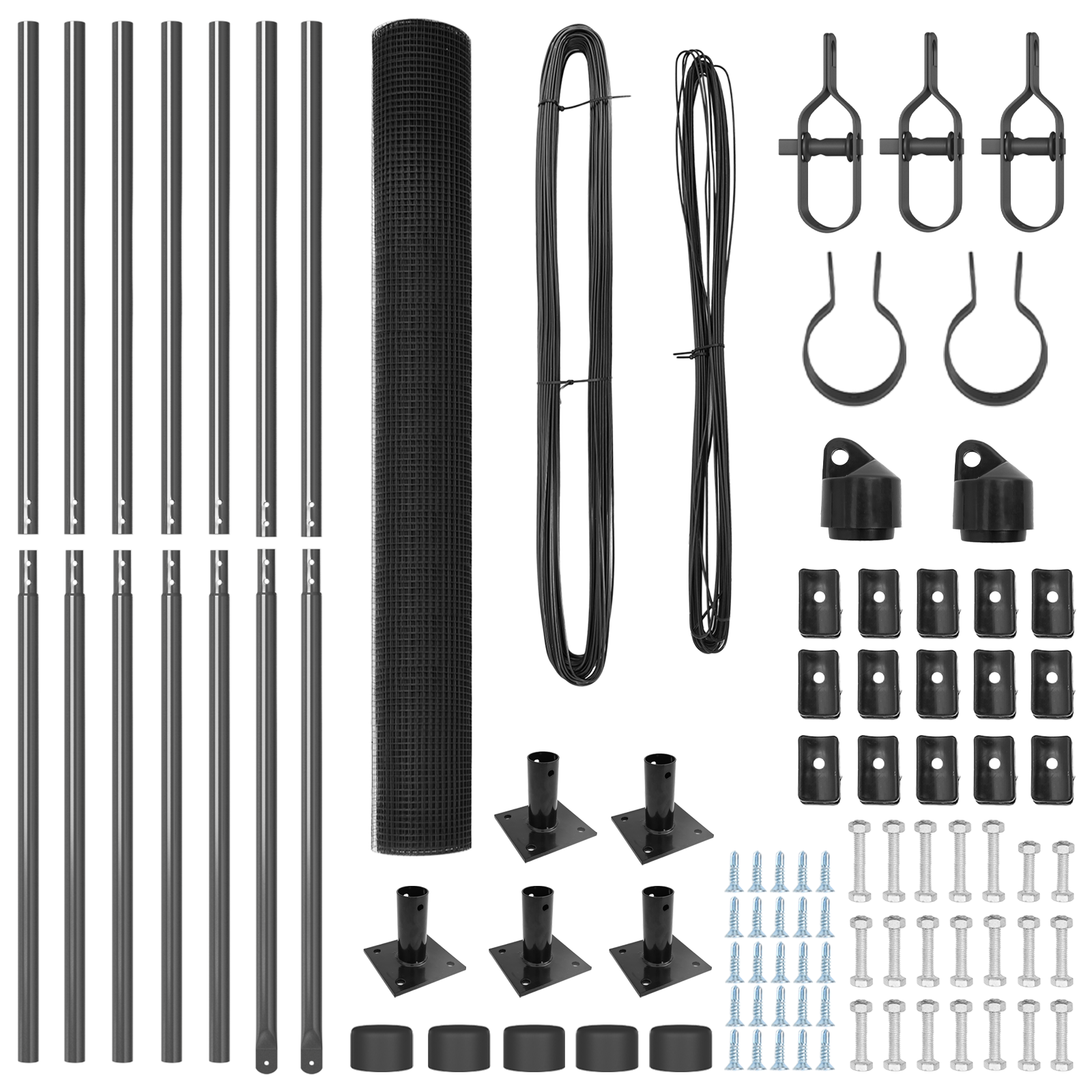 Recinto in rete saldata con 7 pali flangiati grigio 1.6x10 m in acciaio