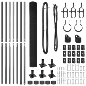 Recinzione in Rete Saldato con 7 Pali Flangiati Grigi 1.6x10 m Acciaio