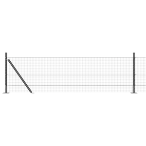 Recinto in Rete Saldato con 13 Pali con Flangia Grigio 0.6x25 m Acciaio