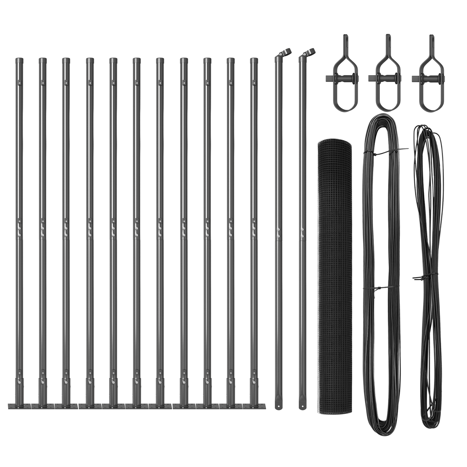 Set di pali per recinzione Set di 2 Grigio Metallo e PVC 25 x 1 m