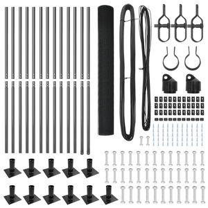 Set di pali per recinzione Set di 2 Grigio Metallo e PVC 25 x 1 m