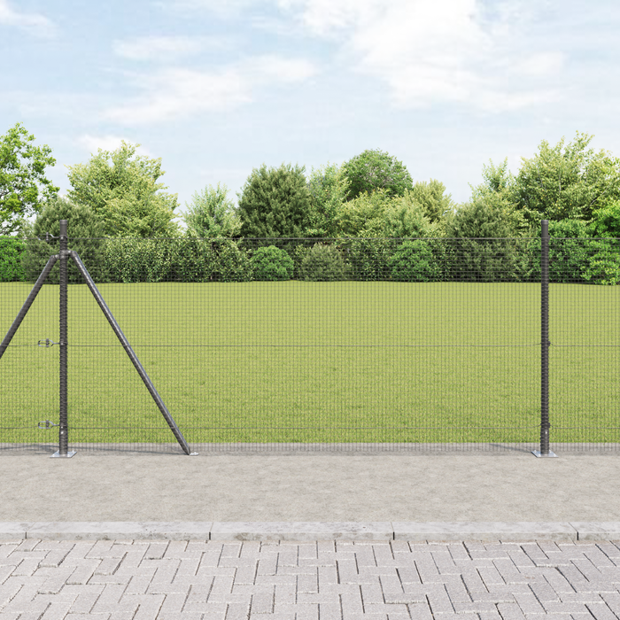 Set di pali per recinzione Set di 2 Grigio Metallo e PVC 25 x 1 m