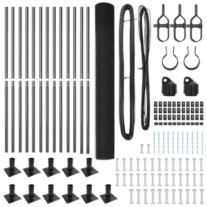 Set di Pali per Recinzione Set di 2 Grigio Metallo, PVC