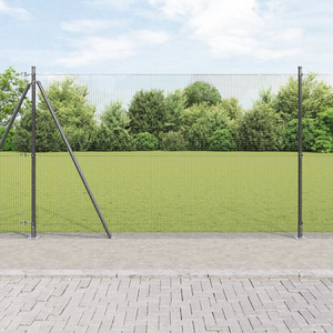 Set di Post di Recinzione Set di 2 Grigio Metallo 25 x 1,5 m
