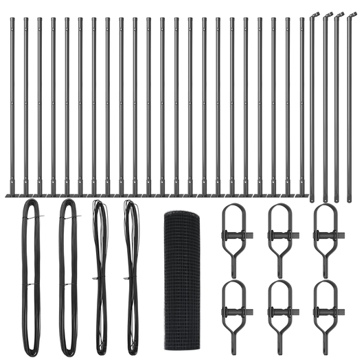 Recinzione in Fil di Ferro Saldato di con 13 Post Flangiati Grigi 0.4x50 m in Acciaio