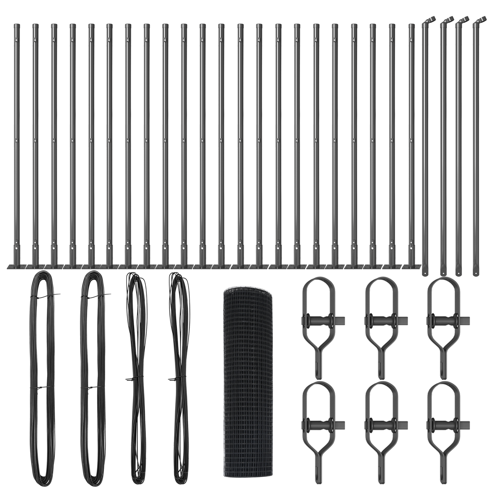 Recinzione in Filo Saldato con 13 Pali Flangiati Grigio 0.4x50 m Acciaio