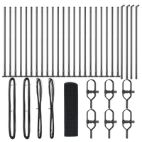 Recinzione in Rete Saldata con 13 Pali Flangiati Grigi 0.8x50 m Acciaio