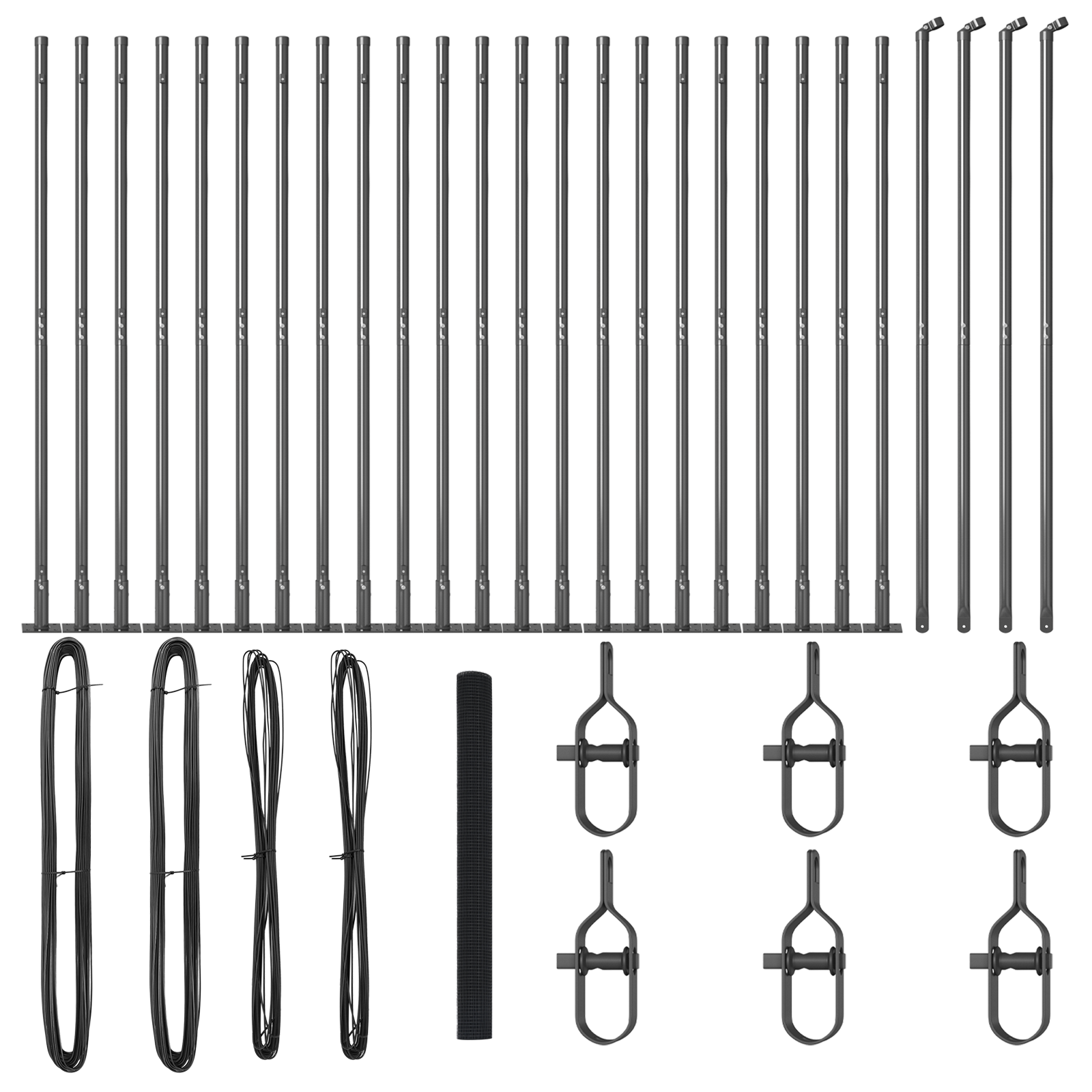 Recinzione in Rete Saldato con 13 Pali Fiangiati Grigio 1.4x50 m Acciaio