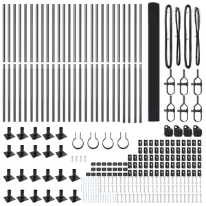 Recinzione in Rete Saldato con 13 Pali Fiangiati Grigio 1.4x50 m Acciaio