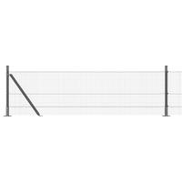 Recinzione in Filo Saldato con 7 Posti Flangiati Grigio 0.5x100 m Acciaio