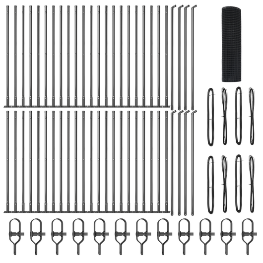 Recinzione in Filo Saldato con 13 Pali Flangiati Grigi 0.5x100 m Acciaio