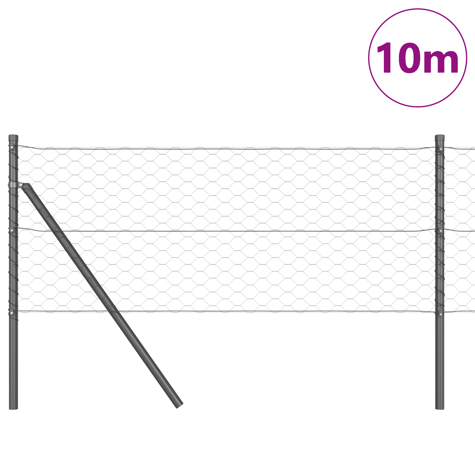 Recinzione Esagonale  Grigia 0.6x10 m Acciaio