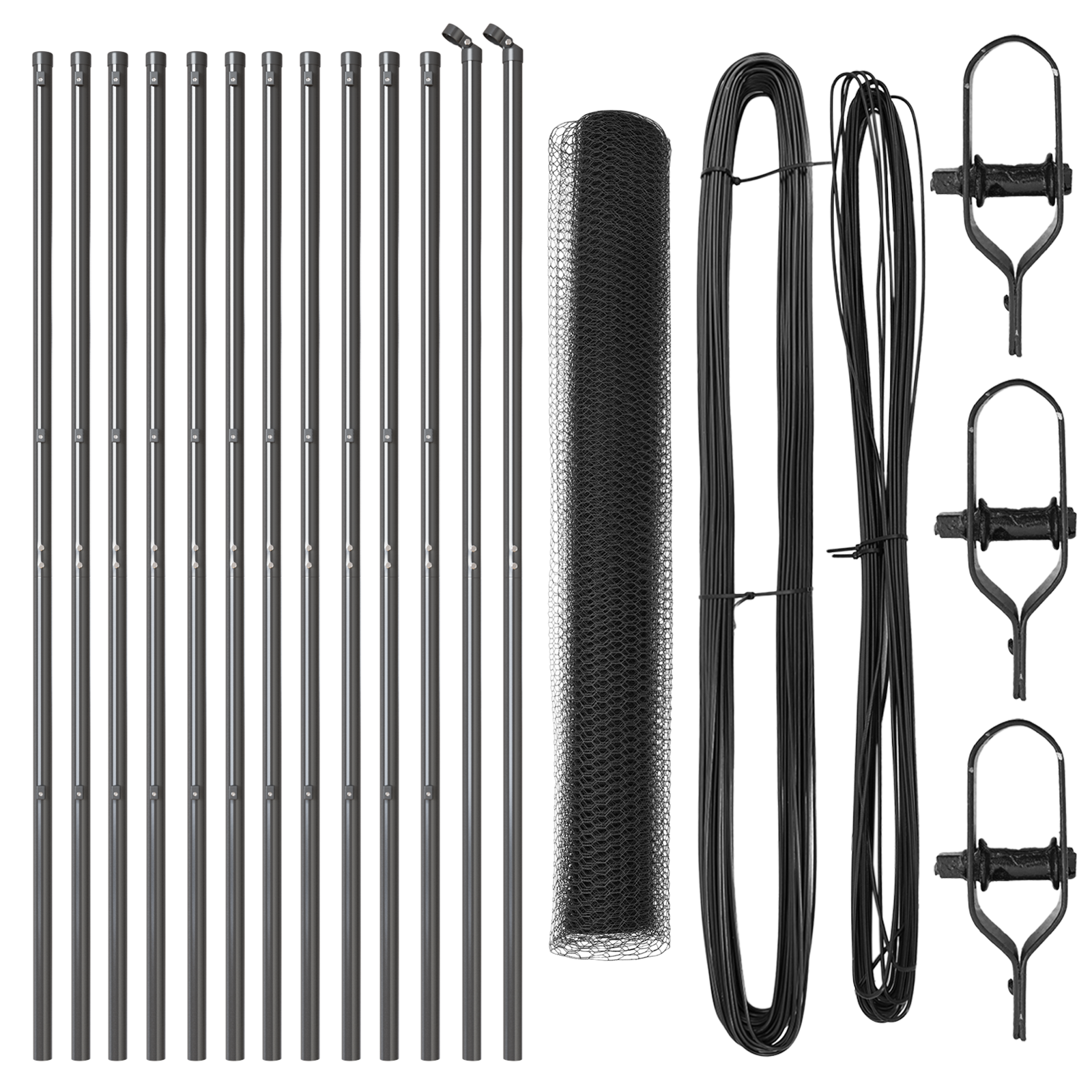 Set di Recinzione Set di 2 Grigio Acciaio Verniciato a Polvere