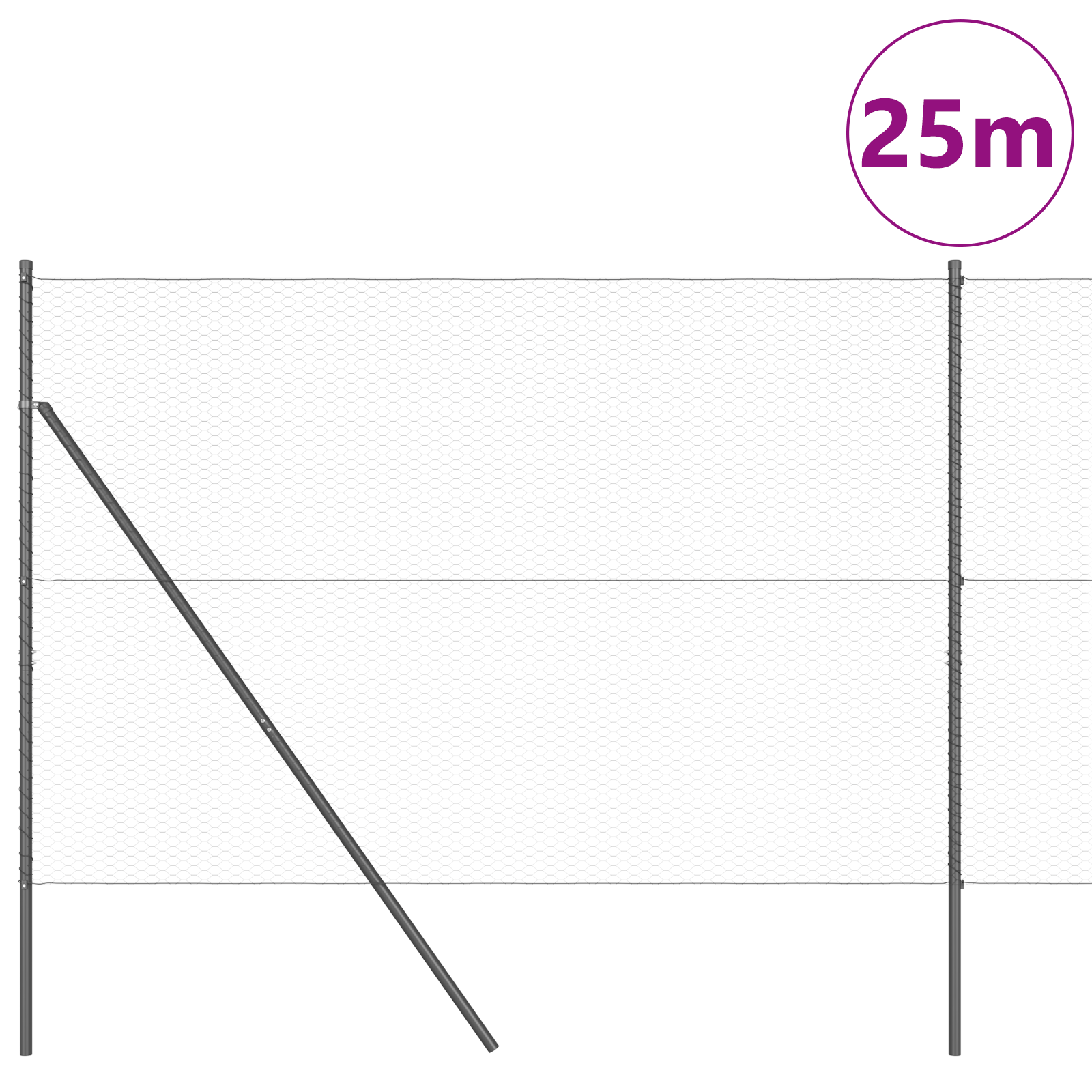 Set di Recinzione Set di 2 Grigio Acciaio 25 x 1,5 m Durevole