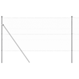 Recinzione in Filo Esagonale con 7 Post 1.2x25 m Acciaio Argento