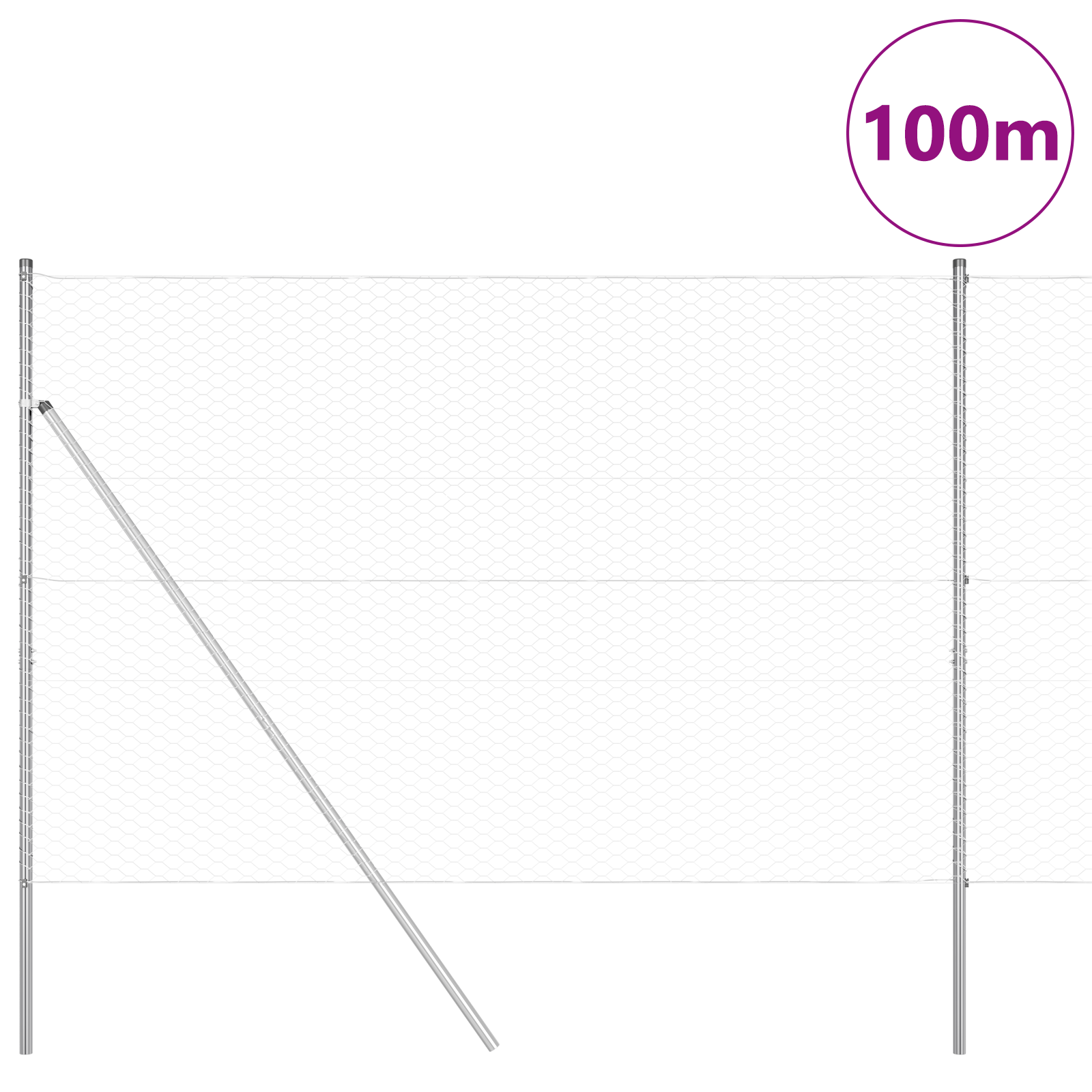 Recinzione Esagonale  1,5x100 m Acciaio Zincato