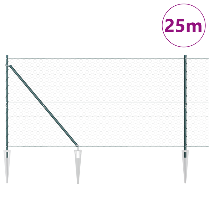 Set di Recinzione Set di 2 Verde Acciaio 25 x 1,2 m Durevole