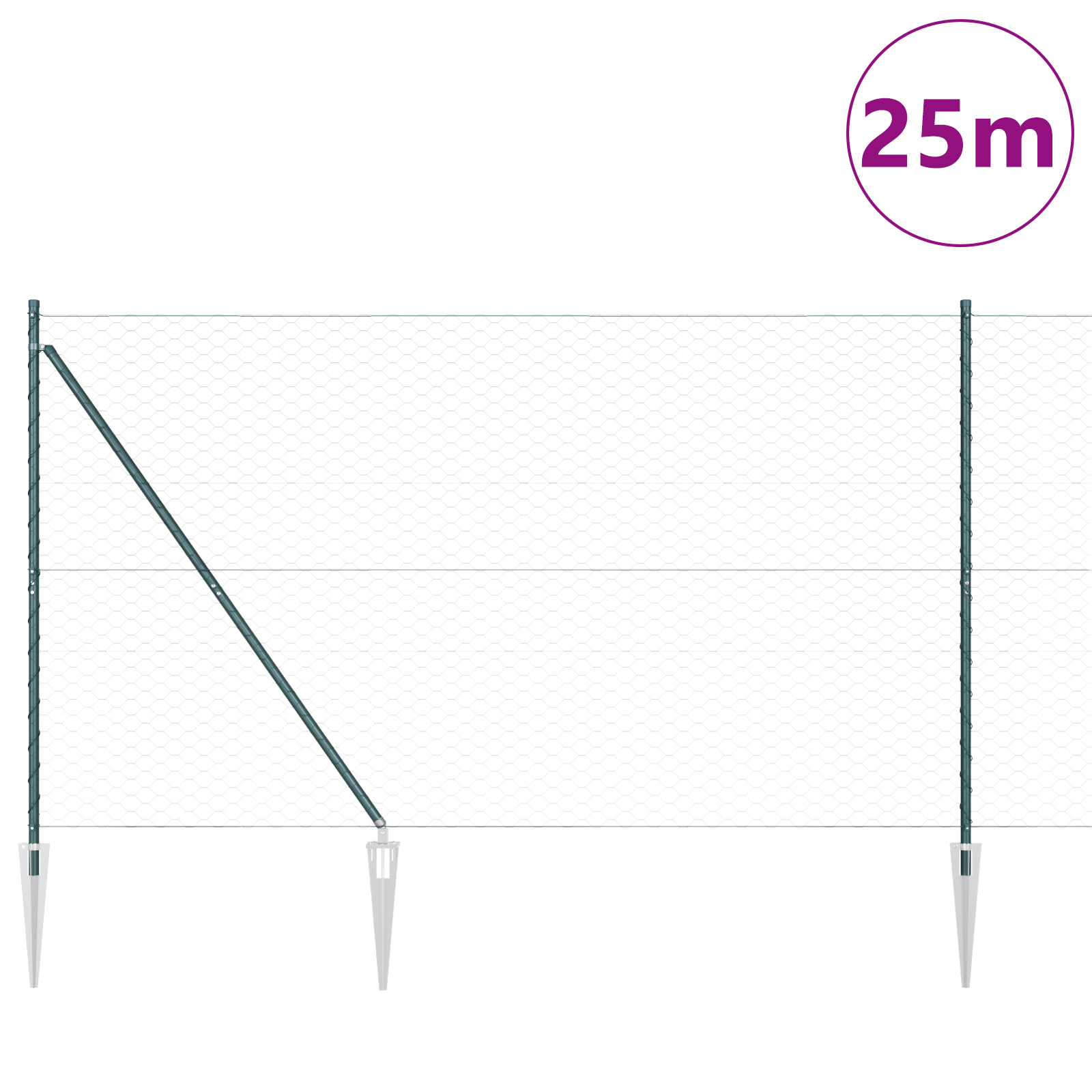 Set di Recinzione Set di 2 Verde Metallo 25 x 1.5 m Durevole
