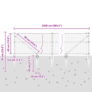 Recinzione Esagonale  Grigia 0,4x25 m Acciaio